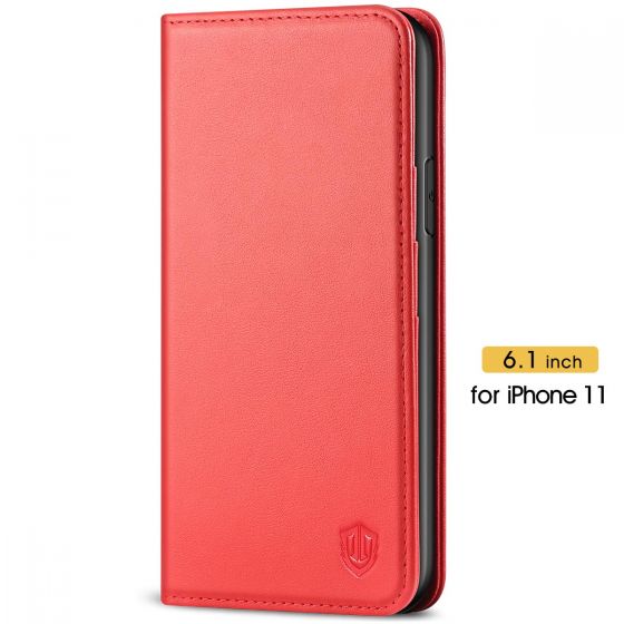 SHIELDON iPhone 11 Wallet Case for Women - iPhone 11 Leather Cover with Magnetic Closure - Red