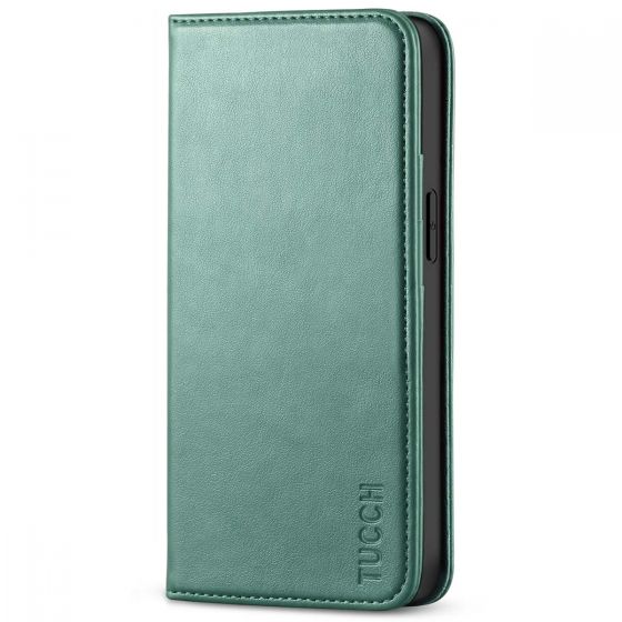 TUCCH iPhone 13 Mini Wallet Case, iPhone 13 Mini Flip Folio Book Cover, Magnetic Closure Phone Case - Myrtle Green