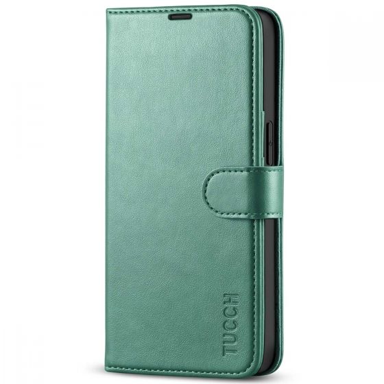 TUCCH iPhone 13 Pro Wallet Case, iPhone 13 Pro PU Leather Case, Folio Flip Cover with RFID Blocking and Kickstand - Myrtle Green