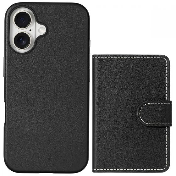 SHIELDON iPhone 16 Plus Leather Case with Wallet, Detachable 2IN1, Genuine Leather, Magsafe Compatible, Card Holder, Slim Mag Wireless Charging Protective Case for iPhone 16 Plus 6.7-Inch