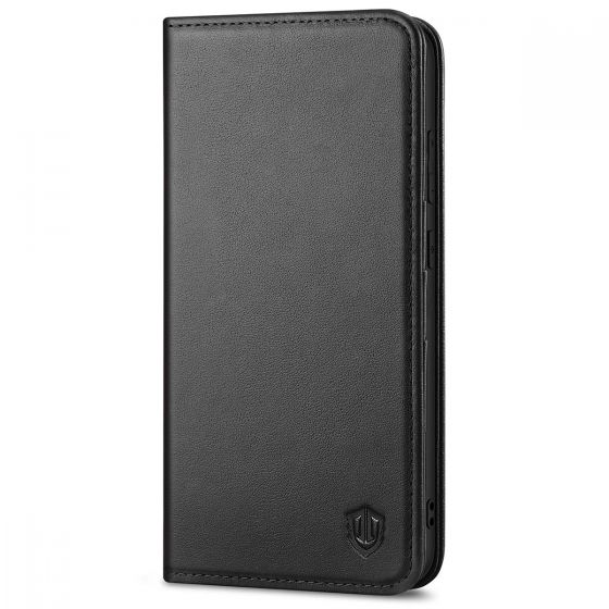SHIELDON SAMSUNG Galaxy S23 Wallet Case, SAMSUNG S23 Leather Cover Flip Folio Book Case - Black