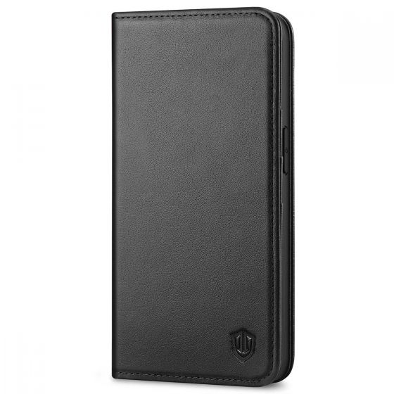 SHIELDON iPhone 14 Pro Wallet Case, iPhone 14 Pro Genuine Leather Cover Folio Case with Magnetic Closure - Black