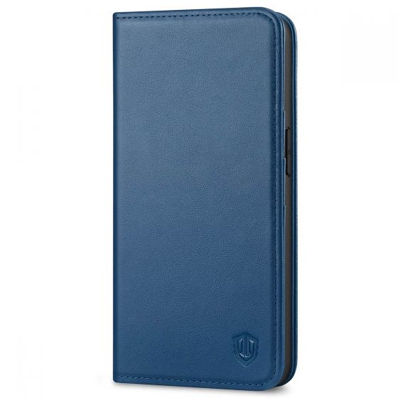 SHIELDON iPhone 14 Pro Wallet Case, iPhone 14 Pro Genuine Leather Cover Folio Case with Magnetic Closure - Royal Blue