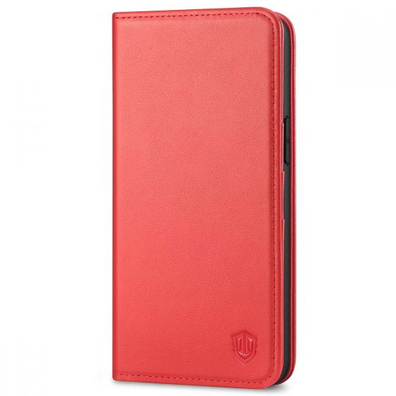 SHIELDON iPhone 14 Pro Max Wallet Case, iPhone 14 Pro Max Genuine Leather Folio Cover - Red