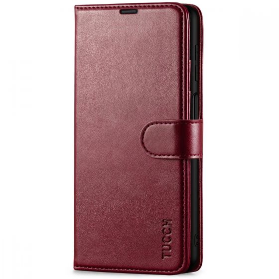 TUCCH SAMSUNG GALAXY A12/M12 Wallet Case, SAMSUNG A12/M12 Leather Case Folio Cover - Wine Red