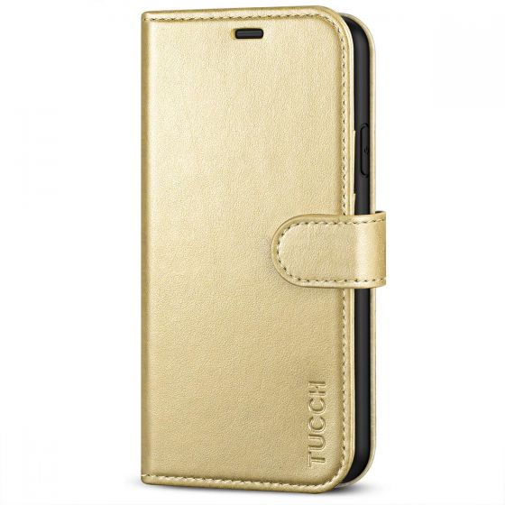 TUCCH iPhone 11 Wallet Case with Magnetic, iPhone 11 Leather Case - Shiny Champagne Gold
