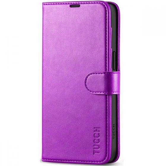 TUCCH iPhone 15 Pro Wallet Case, iPhone 15 Pro Leather Case - Purple