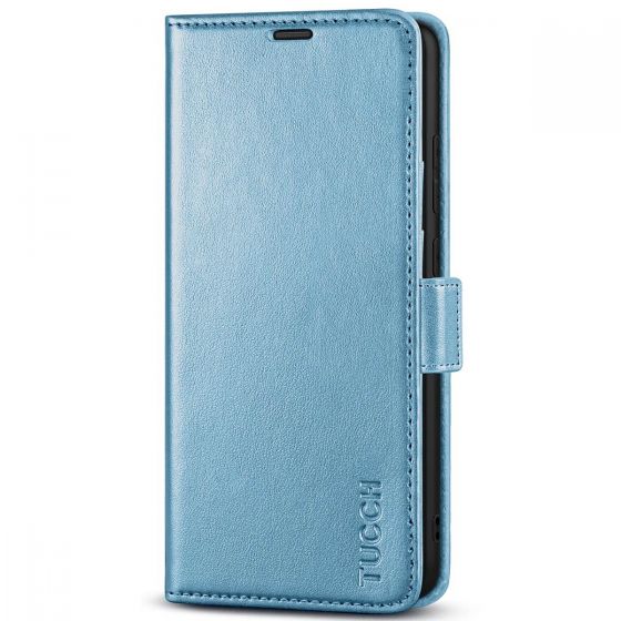 TUCCH SAMSUNG S22 Ultra Wallet Case, SAMSUNG Galaxy S22 Ultra PU Leather Cover Book Flip Folio Case - Shiny Light Blue