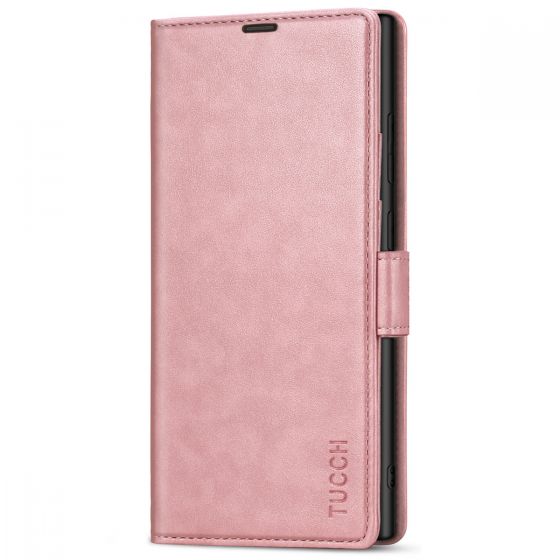TUCCH SAMSUNG S22 Ultra Wallet Case, SAMSUNG Galaxy S22 Ultra PU Leather Cover Book Flip Folio Case with Dual Magnetic Tab - Rose Gold