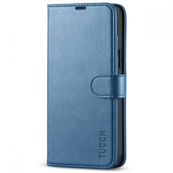 TUCCH iPhone 14 Plus Wallet Case, Mini iPhone 14 Plus 6.7-inch Leather Case, Folio Flip Cover with RFID Blocking, Stand, Credit Card Slots, Magnetic Clasp Closure - Light Blue