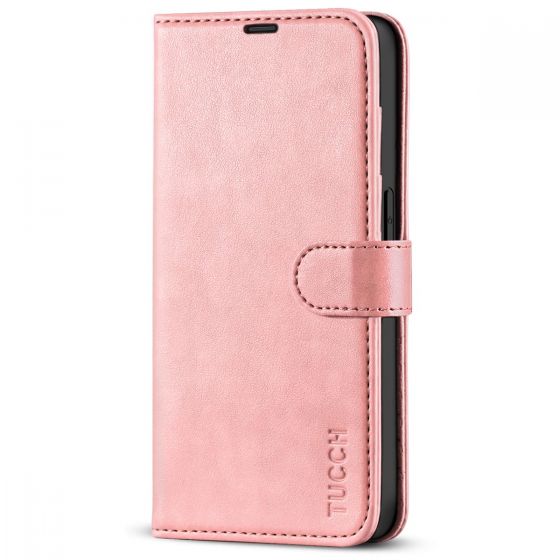 TUCCH iPhone 14 Pro Wallet Case, iPhone 14 Pro PU Leather Case, Folio Flip Cover with RFID Blocking and Kickstand - Rose Gold