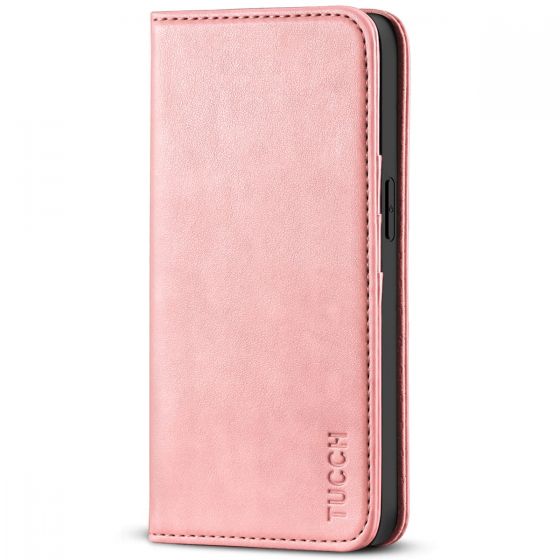 TUCCH iPhone 14 Pro Max Leather Case, iPhone 14 Pro Max PU Wallet Case with Stand Folio Flip Book Cover and Magnetic Closure - Rose Gold