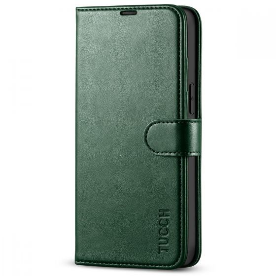 TUCCH iPhone 14 Pro Max Wallet Case, iPhone 14 Pro Max PU Leather Case with Folio Flip Book RFID Blocking, Stand, Card Slots, Magnetic Clasp Closure - Midnight Green