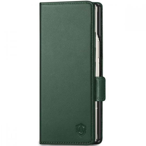 SHIELDON SAMSUNG Galaxy Z Fold6 Wallet Phone Case, SAMSUNG Z Fold 6 Genuine Leather Card Holder Cover - Midnight Green