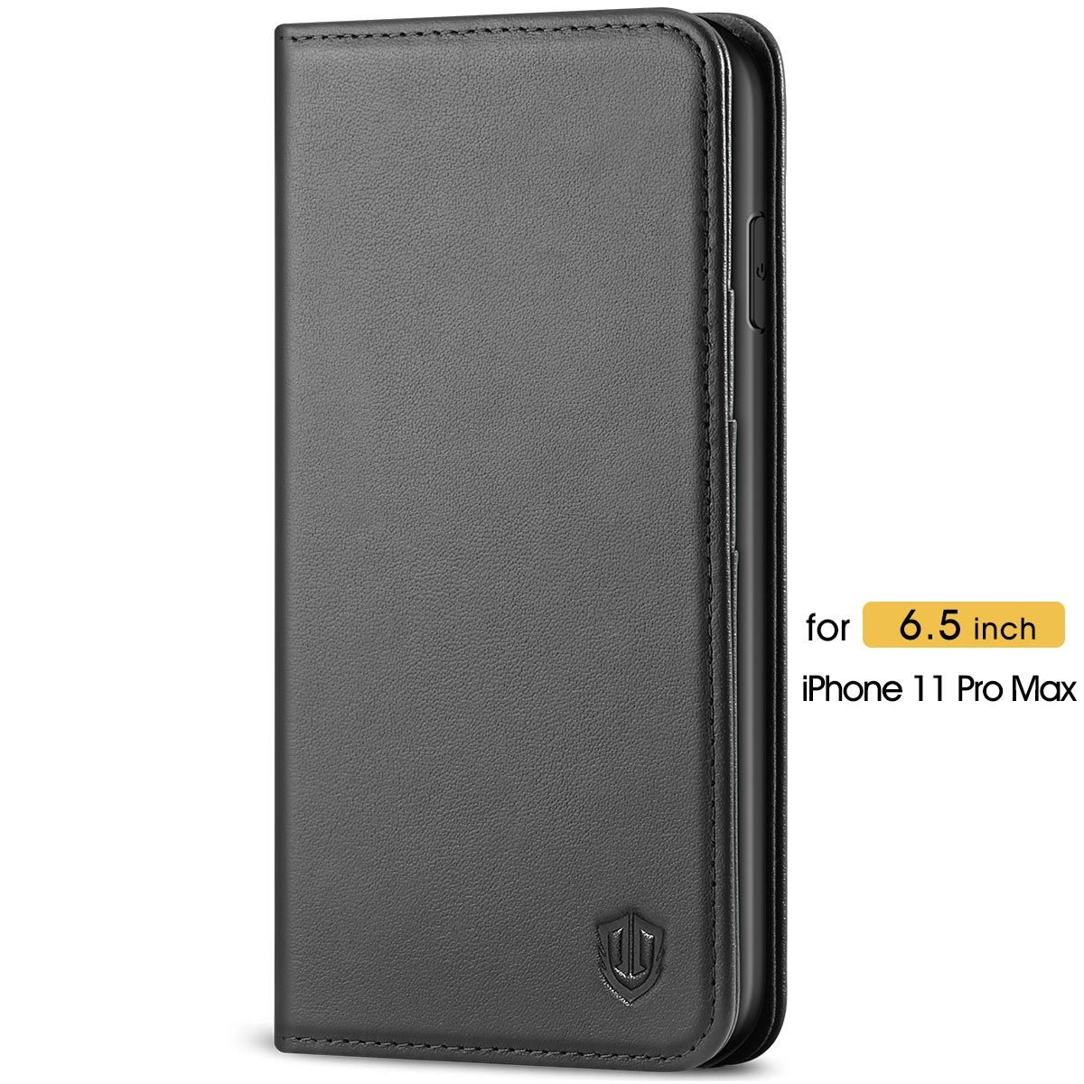 SHIELDON iPhone 11 Pro Max Genuine Leather Wallet Case iPhone 11 Pro Max Flip Case with Auto Sleep Wake Function Black