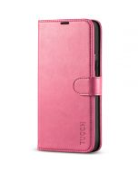 TUCCH iPhone 13 Wallet Case, iPhone 13 PU Leather Case, Folio Flip Cover with RFID Blocking, Credit Card Slots, Magnetic Clasp Closure - Hot Pink