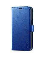 TUCCH iPhone 13 Wallet Case, iPhone 13 PU Leather Case, Folio Flip Cover with RFID Blocking, Credit Card Slots, Magnetic Clasp Closure - Klein Blue - Full Grain