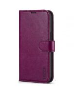 TUCCH iPhone 13 Wallet Case, iPhone 13 PU Leather Case, Folio Flip Cover with RFID Blocking, Credit Card Slots, Magnetic Clasp Closure - Plum Purple