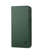 SHIELDON iPhone 15 Pro Max Genuine Leather Wallet Case, iPhone 15 Pro Max Front Cover Leather Case - Midnight Green
