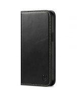 SHIELDON iPhone 15 Pro Max Genuine Leather Wallet Case, iPhone 15 Pro Max Phone Flip Case - Retro Black