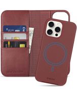 SHIELDON iPhone 15 Pro Max Magnetic Detachable Leather Case, iPhone 15 Pro Max Folio Case, MagSafe Compatible - Wine Red