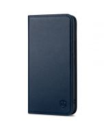 SHIELDON SAMSUNG S22 Wallet Case - SAMSUNG GALAXY S22 Genuine Leather Case Folio Cover - Navy Blue