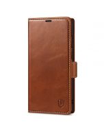 SHIELDON SAMSUNG Galaxy S23 Ultra Wallet Case, SAMSUNG S23 Ultra Leather Cover Flip Folio Book Case - Brown - Retro