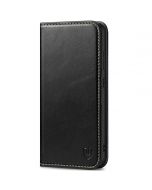 SHIELDON SAMSUNG Galaxy S24 Genuine Leather Wallet Case, SAMSUNG S24 Flip Case Folio Book Magnet Cover - Retro Black