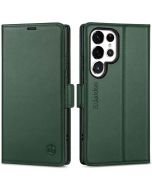 SHIELDON SAMSUNG Galaxy S24 Ultra Wallet Case, SAMSUNG S24 Ultra Leather Cover Flip Folio Book Case - Midnight Green