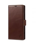 SHIELDON SAMSUNG Galaxy S24 Ultra Wallet Case, SAMSUNG S24 Ultra Leather Cover Flip Folio Book Case - Coffee - Retro