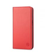 SHIELDON iPhone 14 Pro Wallet Case, iPhone 14 Pro Genuine Leather Cover Folio Case with Magnetic Closure - Red