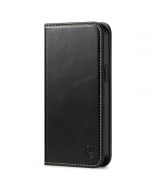 SHIELDON iPhone 14 Pro Max Wallet Case, iPhone 14 Pro Max Genuine Leather Folio Cover - Black - Retro
