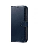 SHIELDON iPhone 14 Pro Max Wallet Case, iPhone 14 Pro Max Genuine Leather Cover with Magnetic Clasp Closure Flip Case - Dark Blue - Retro