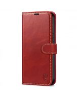 SHIELDON iPhone 14 Pro Max Wallet Case, iPhone 14 Pro Max Genuine Leather Cover with Magnetic Clasp Closure Flip Case - Red - Retro