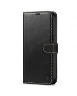 SHIELDON iPhone 14 Pro Wallet Case, iPhone 14 Pro Genuine Leather Cover with Magnetic Clasp - Black - Retro