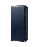 SHIELDON iPhone 14 Pro Wallet Case, iPhone 14 Pro Genuine Leather Cover Folio Case with Magnetic Closure - Dark Blue - Retro