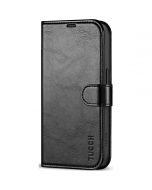 TUCCH iPhone 15 Pro Leather Wallet Case, iPhone 15 Pro Flip Cover - Retro Black
