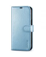 TUCCH iPhone 15 Pro Wallet Case, iPhone 15 Pro Leather Case - Shiny Light Blue