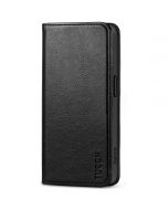 TUCCH iPhone 15 Pro Wallet Case, iPhone 15 Pro Shockproof Fold Case - Full Grain Black