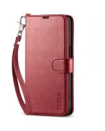 TUCCH iPhone 15 Pro Wallet Case, iPhone 15 Pro Leather Case - Wristlet Dark Red
