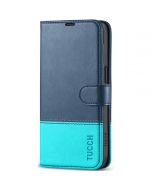 TUCCH iPhone 15 Pro Max Leather Wallet Case, iPhone 15 Pro Max Flip Phone Case - Dark Blue & Light Blue