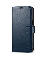 TUCCH iPhone 15 Pro Max Leather Wallet Case, iPhone 15 Pro Max Flip Phone Case - Full Grain Navy Blue