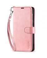 TUCCH SAMSUNG GALAXY S23FE Wallet Case, SAMSUNG S23FE PU Leather Case Flip Cover - Wrist Strap Rose Gold