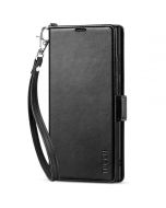 TUCCH SAMSUNG S23 Ultra Wallet Case, SAMSUNG Galaxy S23 Ultra PU Leather Cover Book Flip Folio Case - Wrist Strap - Black