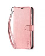 TUCCH iPhone 14 Wallet Case, iPhone 14 PU Leather Case, Folio Flip Cover with RFID Blocking, Credit Card Slots, Magnetic Clasp Closure - Strap - Rose Gold