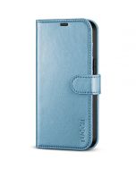 TUCCH iPhone 14 Wallet Case, iPhone 14 PU Leather Case, Folio Flip Cover with RFID Blocking, Credit Card Slots, Magnetic Clasp Closure - Shiny Light Blue