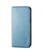 TUCCH iPhone 14 Plus Wallet Case, iPhone 14 6.7-Inch Plus Flip Folio Book Cover, Magnetic Closure Phone Case - Shiny Light Blue