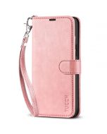 TUCCH iPhone 14 Plus Wallet Case, Mini iPhone 14 Plus 6.7-inch Leather Case, Folio Flip Cover with RFID Blocking, Stand, Credit Card Slots, Magnetic Clasp Closure - Strap - Rose Gold