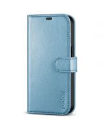TUCCH iPhone 14 Pro Wallet Case, iPhone 14 Pro PU Leather Case, Folio Flip Cover with RFID Blocking and Kickstand - Shiny Light Blue