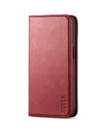 TUCCH iPhone 14 Pro Wallet Case, iPhone 14 Pro PU Leather Case with Folio Flip Book Cover, Kickstand, Card Slots, Magnetic Closure - Dark Red